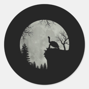 Groen Zee Turtle Ocean Turtle Howling Est Moon Ronde Sticker