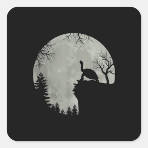 Groen Zee Turtle Ocean Turtle Howling Est Moon Vierkante Sticker