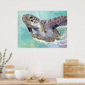 Groen Zee Turtle Poster (Keuken)