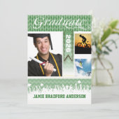 Groen Zig Zag Senior 3 Afbeeldingen Klasse Aankondiging (Staand voorkant)