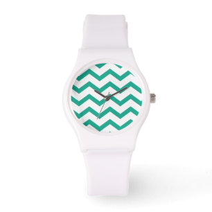 Groen ZigZag Chevron patroon Horloge