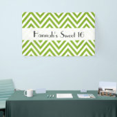 Groen zigzag, Chevron, Zigzag Pattern, Sweet 16 Spandoek (Beurs)
