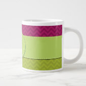 Groen zigzag, Roze zigzag, Chevron, Monogram Jumbo Beker (Rechts)