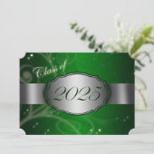 Groen & Zilver 2025 Afstudeerfeest Kaart (Staand voorkant)