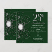 Groen & Zilver Diamant 25 25ste Jubileumfeest Kaart (Voorkant / Achterkant)