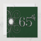 Groen & Zilver Diamant 65 65ste Verjaardagsfeestje Kaart (Achterkant)
