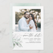 Groen Zilver laat Boho de datum foto opslaan Save The Date (Voorkant / Achterkant)