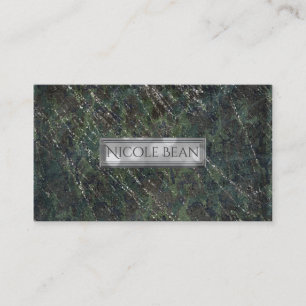 Groen & Zilver Leger Camo Glans Elegante Chic Visitekaartje