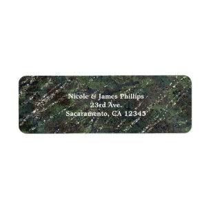 Groen & Zilver Leger Camo Glitter Elegant Feest Etiket