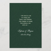 groen Zilver Sneeuwvlokken Winter bruiloft menukaa Menu (Achterkant)