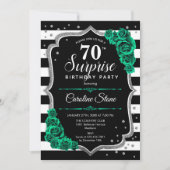 Groen Zilver Zwart Verrassing 70e Verjaardag Kaart (Voorkant)