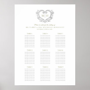 Groen zilveren hart met bruisende trouwzitjes poster