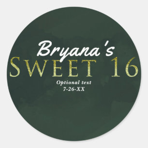 Groen ZOET 16 Chique Elegant Verjaardagsfeestje Fa Ronde Sticker