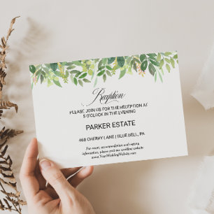 Groen Zomer Bestemming Bruiloft Receptie Kaart