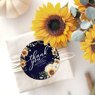 Groen Zonnebloemen Herfst Bruiloft Feest Favor Ronde Sticker