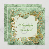 Groen zonnige bruiloft kaart (Voorkant / Achterkant)