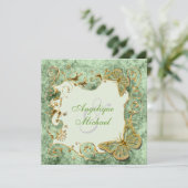 Groen zonnige bruiloft kaart (Staand voorkant)