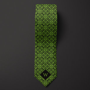 Groen & Zwart Arabesk Monogram Stropdas