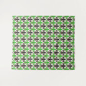 Groen Zwart Barok Fleur-de-lis Patroon Ontwerp Wandkleed (Voorkant (horizontaal))