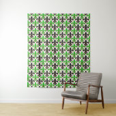 Groen Zwart Barok Fleur-de-lis Patroon Ontwerp Wandkleed (In situ)