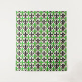 Groen Zwart Barok Fleur-de-lis Patroon Ontwerp Wandkleed (Voorkant)