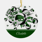 Groen zwart basketballen sterren gepersonaliseerd keramisch ornament (Voorkant)