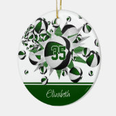 Groen zwart basketballen sterren gepersonaliseerd keramisch ornament (Links)