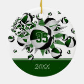 Groen zwart basketballen sterren gepersonaliseerd keramisch ornament (Achterkant)