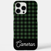 Groen & Zwart Buffalo Plaid Aangepaste Naam Case-Mate iPhone Case (Achterkant)