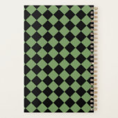 Groen Zwart Checker Diamant Patroon Planner (Achterkant)