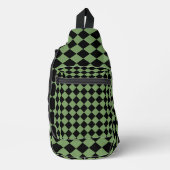Groen Zwart Checker Diamant Patroon Sling Bag (Voorkant)