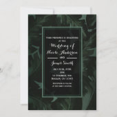 Groen & Zwart Chic Tropische Bladeren Bruiloft Kaart (Voorkant)
