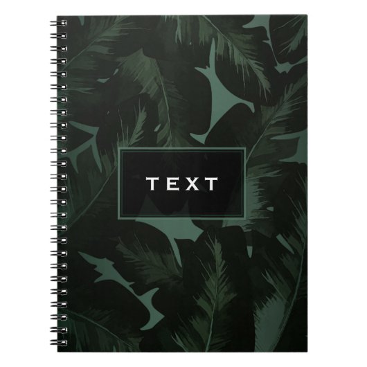 Groen & Zwart Chic Tropische Palm Bladeren Chic Notitieboek (Voorkant)