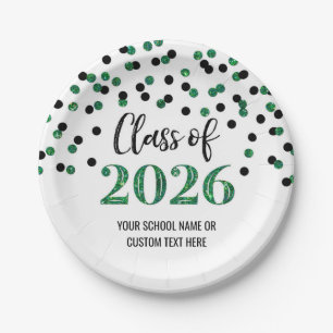 Groen Zwart Confetti Afstuderen 2026 Papieren Bordje