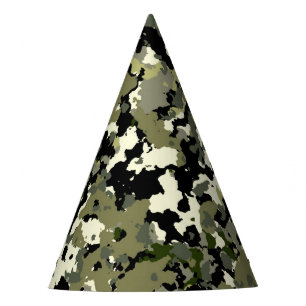 Groen Zwart Crème Camouflage Verjaardagsfeestje Feesthoedjes