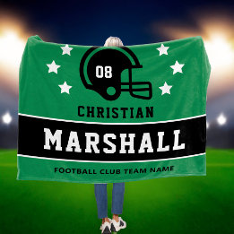Groen Zwart Custom Voetbal Naam Nummer Fleece Deken