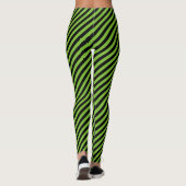 Groen Zwart Diagonaal Streeppatroon Leggings (Achterkant)