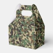 Groen, zwart en bruin camouflagepatroon bedankdoosjes (Voorkant Zijde)
