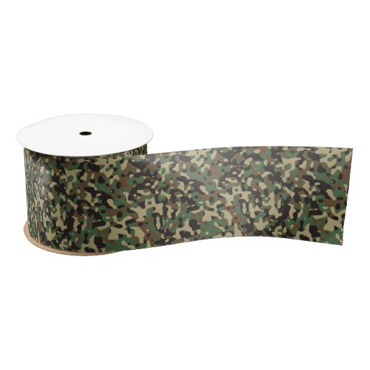 Groen, zwart en bruin camouflagepatroon lint (Spoel)