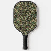 Groen, zwart en bruin camouflagepatroon pickleball paddle (Achterkant)