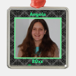 Groen zwart en grijs Damask Keepomwille Ornament