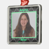 Groen zwart en grijs Damask Keepomwille Ornament (Links)