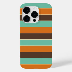 Groen, zwart en oranje strepenpatroon Case-Mate iPhone 14 pro hoesje