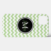 Groen Zwart en Wit Monogram Chevron Case-Mate iPhone Case (Achterkant (horizontaal))