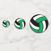 Groen, zwart en wit volleybal confetti (Voorkanten)