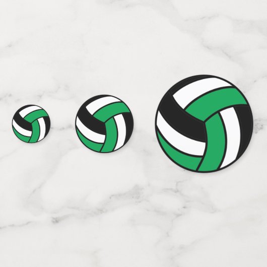 Groen, zwart en wit volleybal confetti (Achterkanten)