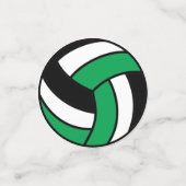 Groen, zwart en wit volleybal confetti (Kleine voorkant)