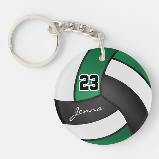 Groen, zwart en wit volleybal sleutelhanger (Voorkant)