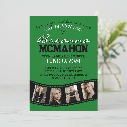 Groen & Zwart Filmstrip Afstuderen Aankondiging