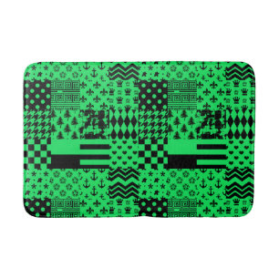 Groen Zwart Gemengde Patchwork Ontwerp Patchwork Badmat